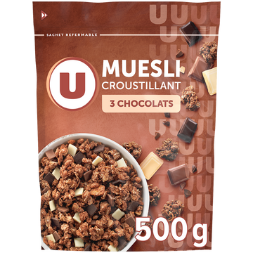 U Céréales Muesli croustillant aux 3 chocolats - 500g