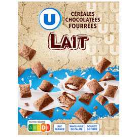 U Céréales chocolatées fourrées au lait - paquet de 375g