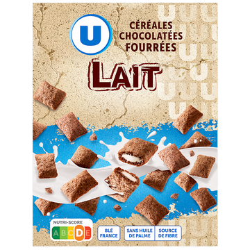 U Céréales chocolatées fourrées au lait - paquet de 375g