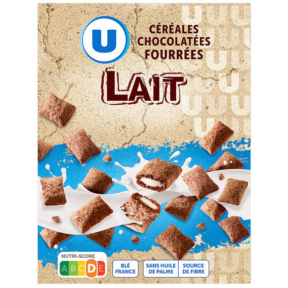 U Céréales chocolatées fourrées au lait - paquet de 375g