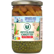 U Petits pois et carottes extra-fins - Bocal de 420g net égoutté