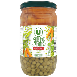 U Petits pois et carottes extra-fins  - Bocal de 420g net égoutté