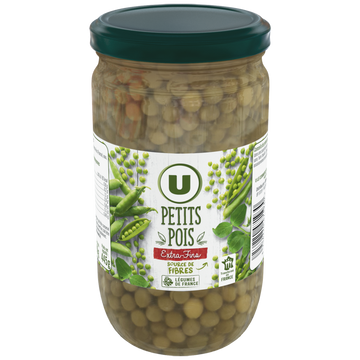 U Petits pois extra-fins - Bocal de 445g net égoutté
