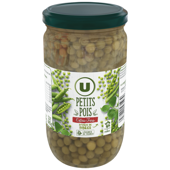 U Petits pois extra-fins - Bocal de 445g net égoutté