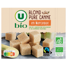 U BIO Sucre Blond pure canne en morceaux 500g