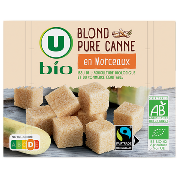 U BIO Sucre Blond pure canne en morceaux 500g