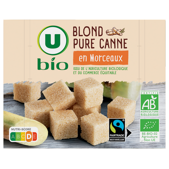 U BIO Sucre Blond pure canne en morceaux 500g