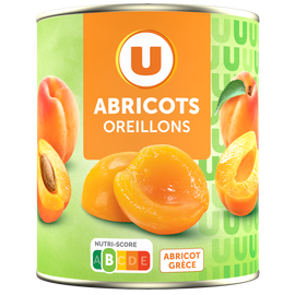 U Oreillons d'abricots au sirop léger  boîte de 4/4, 475g