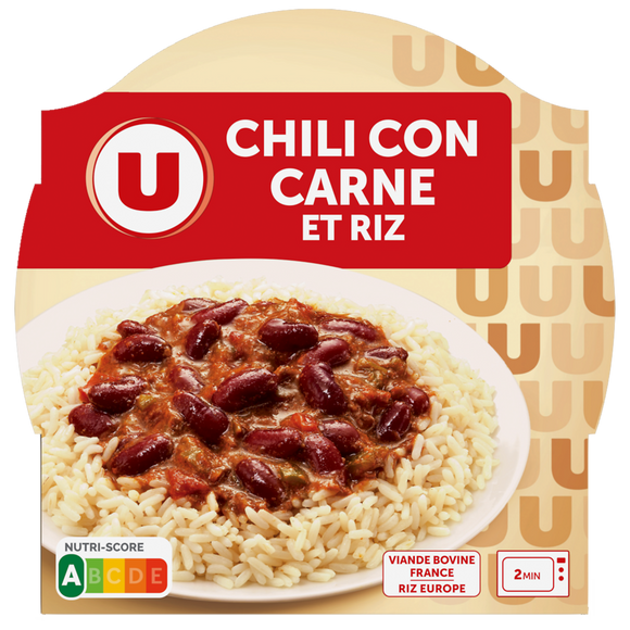 U Chili con carne  barquette micro ondable de 300g
