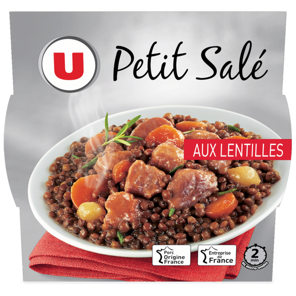 U Petit salé aux lentilles  barquette micro-ondable de 300g
