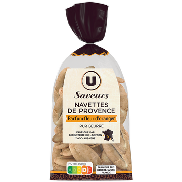 U SAVEURS Biscuits Navettes de Provence fleur d'oranger pur beurre - 400g