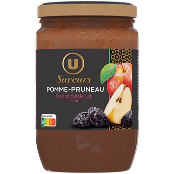 U SAVEURS Compote pomme pruneau, bocal 625g
