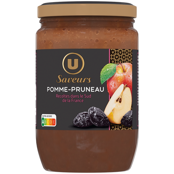 U SAVEURS Compote pomme pruneau, bocal 625g