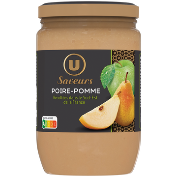U SAVEURS Compote poire pomme, bocal 625g