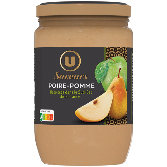 U SAVEURS Compote poire pomme, bocal 625g