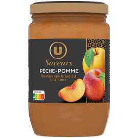 U SAVEURS Compote pêche pomme, bocal 625g