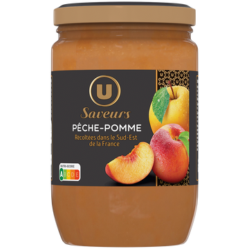 U SAVEURS Compote pêche pomme, bocal 625g