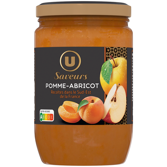 U SAVEURS Compote pomme abricot, bocal 625g
