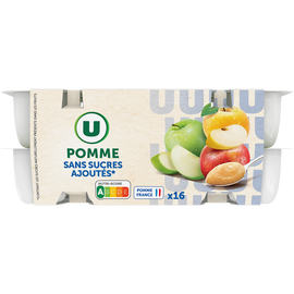U Dessert fruitier coupelle pomme sans sucres ajoutés U, 16x100g
