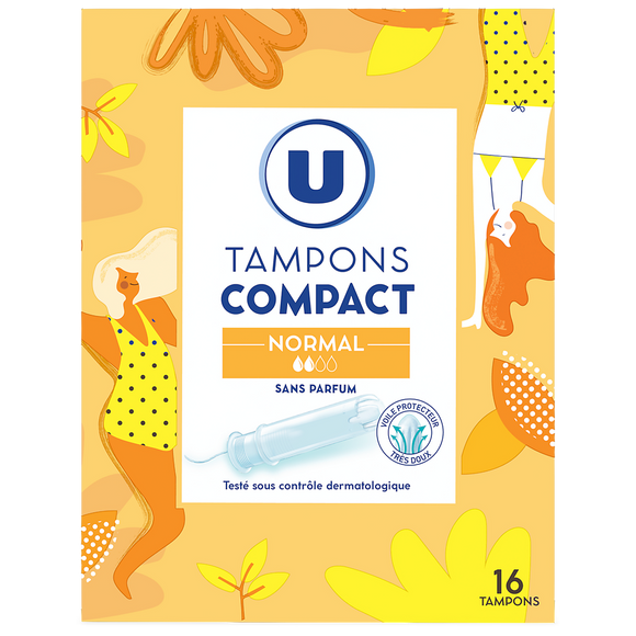 U Tampons compact normal avec applicateur  Boîte de 16
