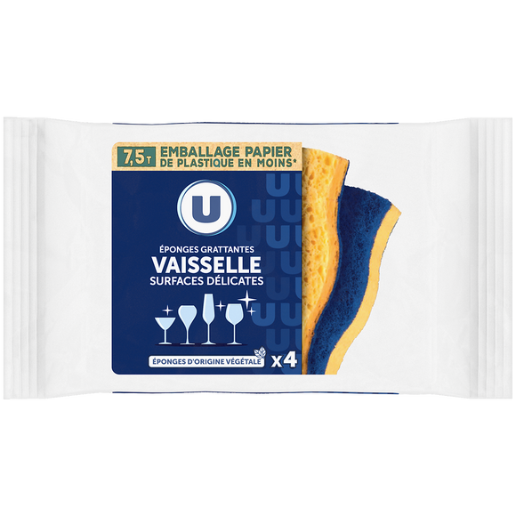 U Eponge grattante vaisselle surfaces délicates - x4