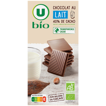 U BIO Tablette de chocolat au lait 100g