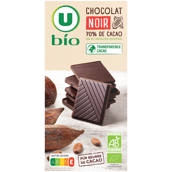 U BIO Chocolat noir 70% tablette 100g