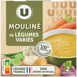 U Soupe Mouliné de légumes variés 2 briques de 30cl, 620g