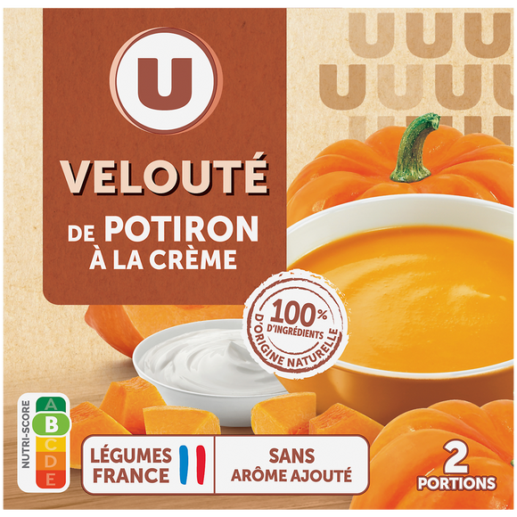 U Soupe Velouté de potiron à la crème fraîche 2 briques de 30cl, 620g
