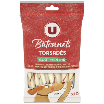 U Friandises Bâtonnets à mastiquer goût menthe 10x65g