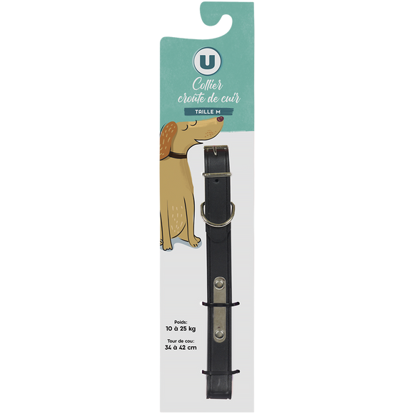 U Collier pour chien en croute de cuir  taille M 34-42cm, 37g