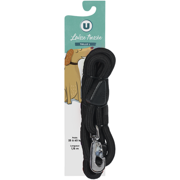 U Laisse pour chien tressée  taille L 1mx15mm, 162g