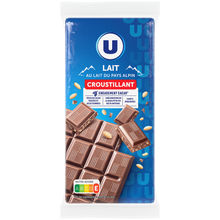 U Chocolat au lait croustillant 2 Tablettes de 100g