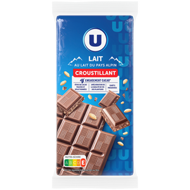 U Chocolat au lait croustillant  2 Tablettes de 100g
