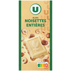U Chocolat blanc et noisettes entières  Tablette de 200g
