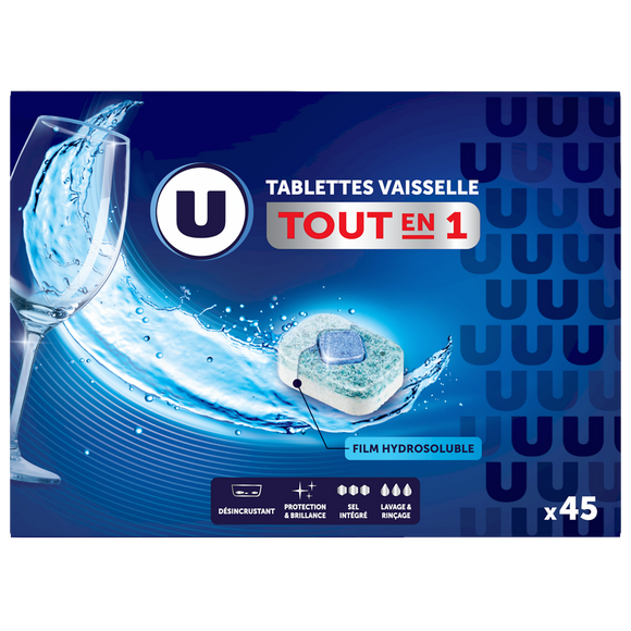 U Tablettes lave-vaisselle tout en 1 , boîte de 45