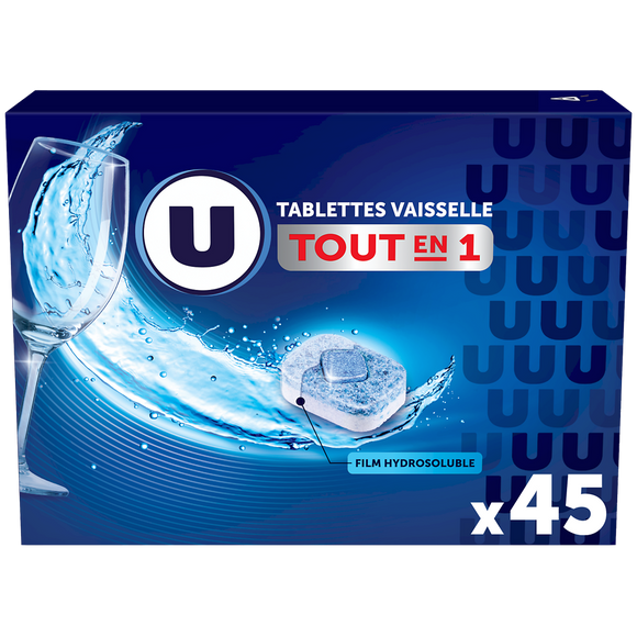 U Tablettes lave-vaisselle tout en 1 , boîte de 45