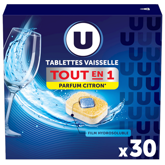U Tablettes lave-vaisselle citron tout en 1, x30