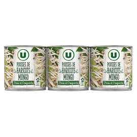 U Pousses de haricots Mungo - 3 boîtes de 90g net égoutté
