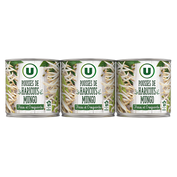 U Pousses de haricots Mungo - 3 boîtes de 90g net égoutté