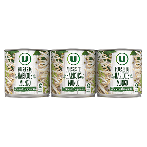 U Pousses de haricots Mungo - 3 boîtes de 90g net égoutté