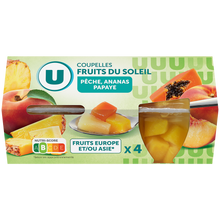 U Coupelles de fruits du soleil à la pêche, ananas et papaye 4x260g