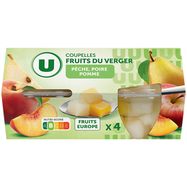 U Coupelles fruits du verger à la poires, pêches et pommes  4x113g
