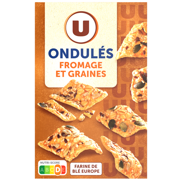 U Biscuits apéritifs Ondulés fromage et graines 65g