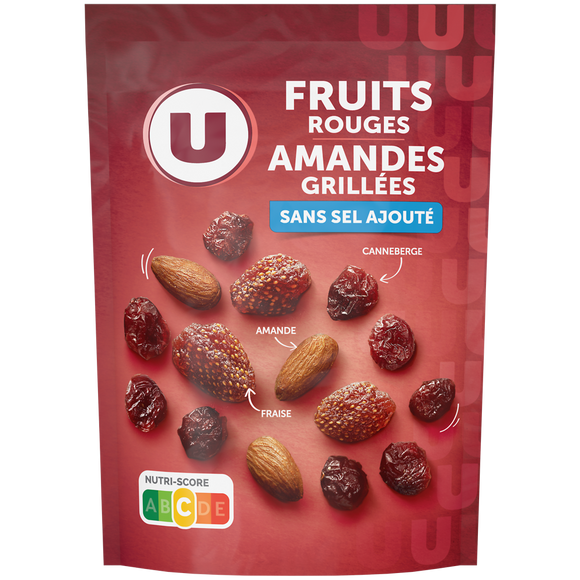 U Mélange apéritif amandes et fruits rouges  paquet de 120g
