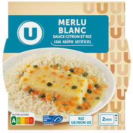 U Merlu blanc sauce citron et riz  barquette micro-ondable de 300g