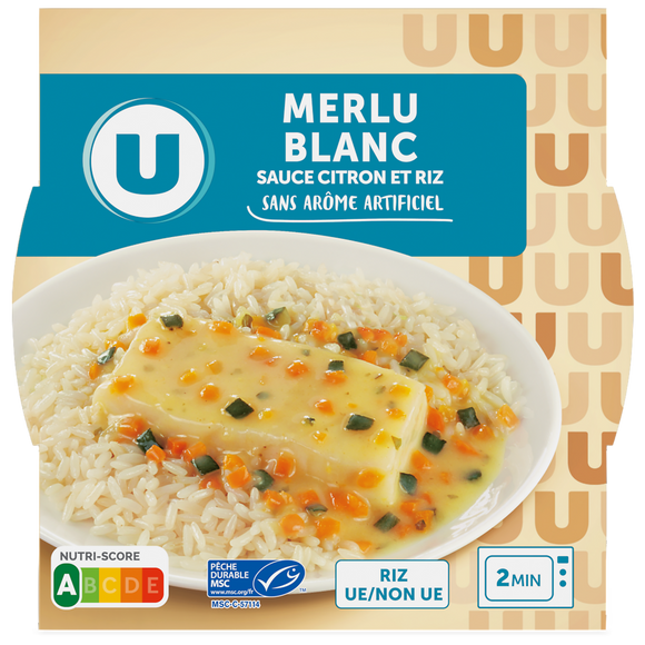 U Merlu blanc sauce citron et riz  barquette micro-ondable de 300g