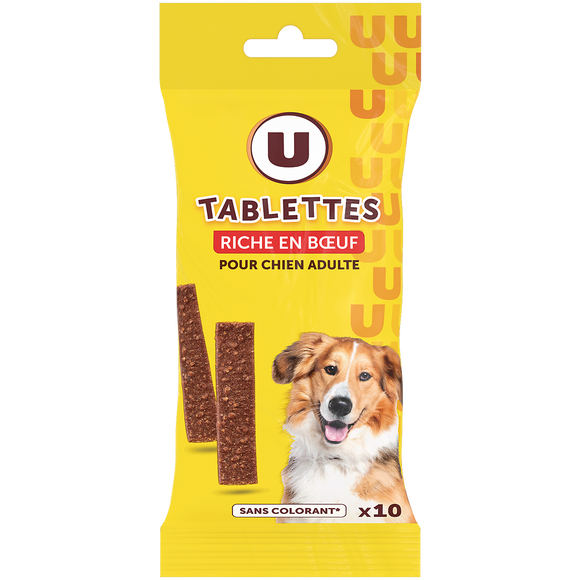 U Friandises Tablettes pour chien riches en boeuf 10 unités de 104g