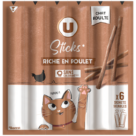 U Friandises pour chat Sticks riches en viande 6x5g