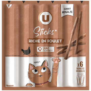 U Friandises pour chat Sticks riches en viande 6x5g